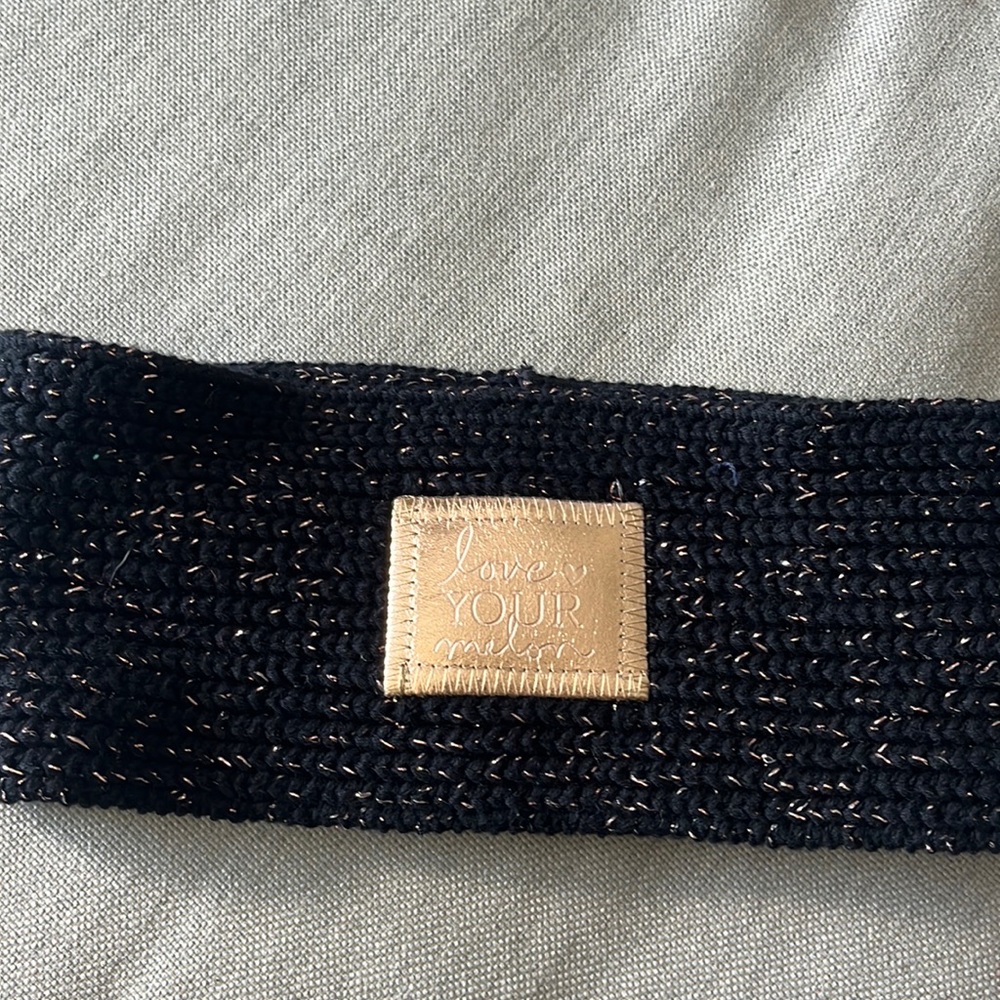 Love Your Melon Black Rose Gold Metallic Knit headband